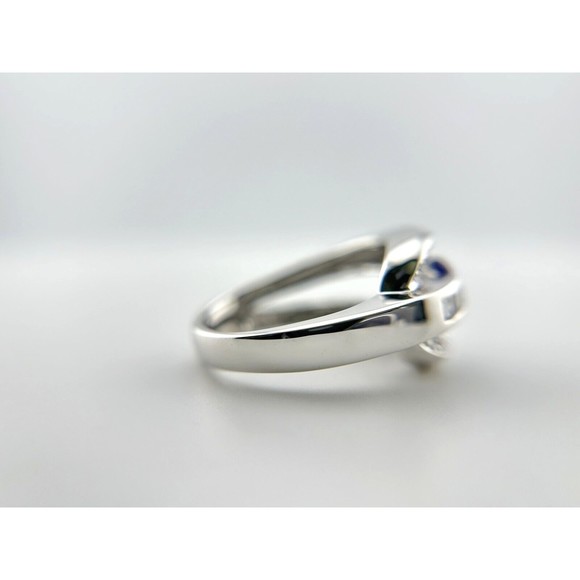 Natural Purple Tanzanite Oval Cut & Round White Diamond Ring in Platinum Size 8 - Picture 4 of 10